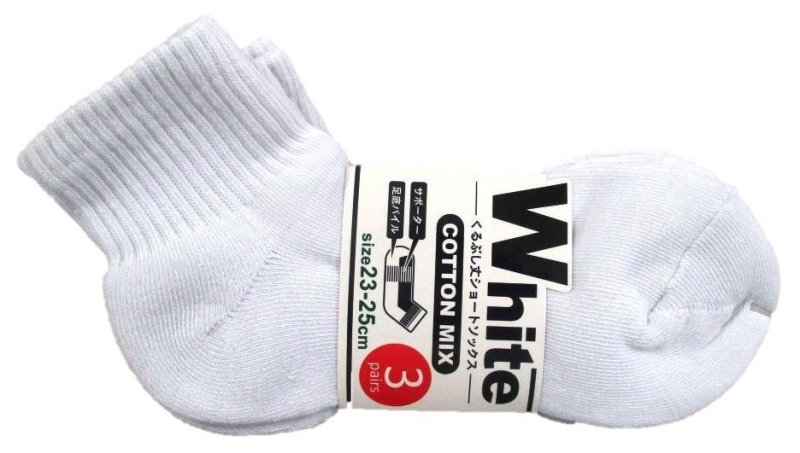 画像1: 【お値打ち価格】３足１組　くるぶしソックス　ホワイト　23ｃｍ〜25ｃｍ (1)