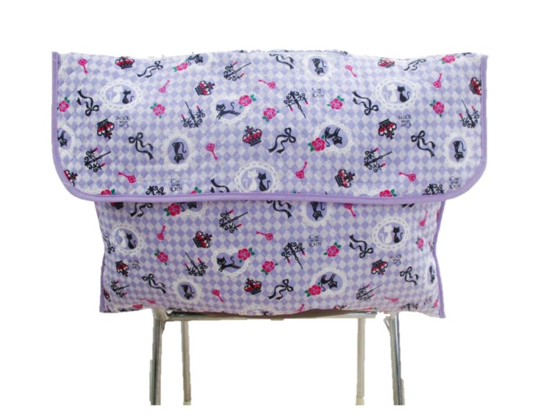 画像2: ２ＷＡＹ　柄防災ズキンカバー　クロネコｘパープル　ネームタグ付き (2)